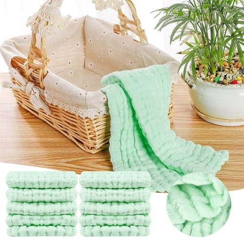 Boreal Craft 10PCS Baby Muslin Burp Cloths Hand Washcloths 6 Extra Absorbent Soft Towel Kindergarten Facecloth Green Cloth Bath Towels - Walmart.ca