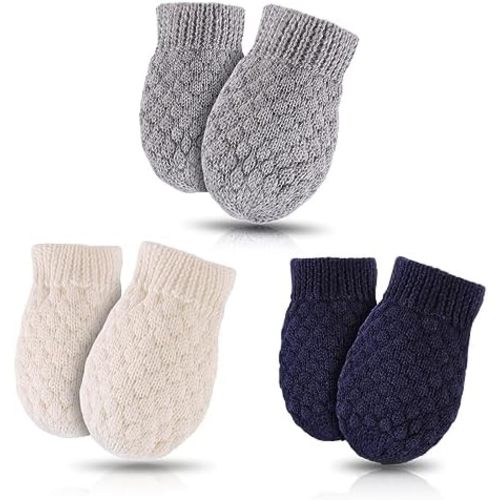 Baby Knit Mittens Toddler Boys Girls Gloves Winter Infant Newborn No Scratch Mitten 0-3 Years