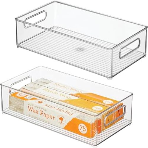 iDesign Stackable Bins, Clear, Set of 2