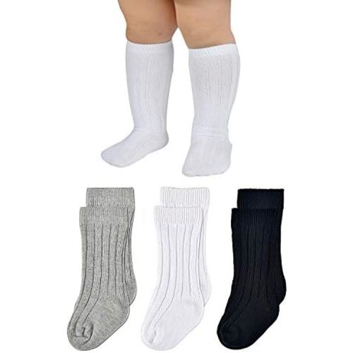 EPEIUS Baby Knee High Socks Seamless Cotton Cable Knit Socks for Girls Boys