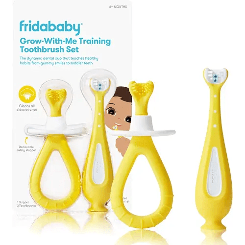 Frida Baby Grow-with-Me Training Toothbrush Set | Infant to Toddler Toothbrush Oral Care for Sensitive Gums