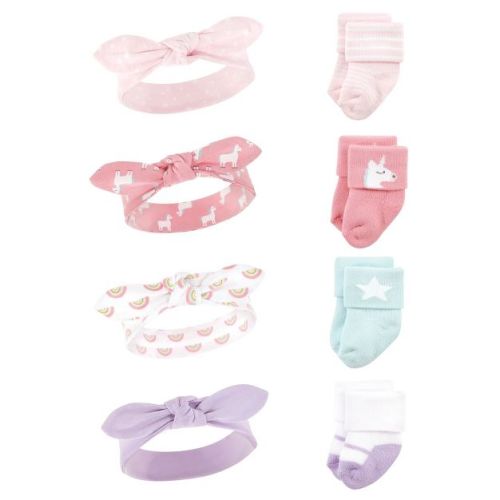 Hudson Baby Infant Girls Headband and Socks Set, Unicorn, 0-9 Months