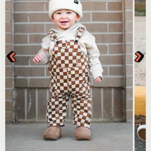 Checker Overalls - Brown | Little Trouble