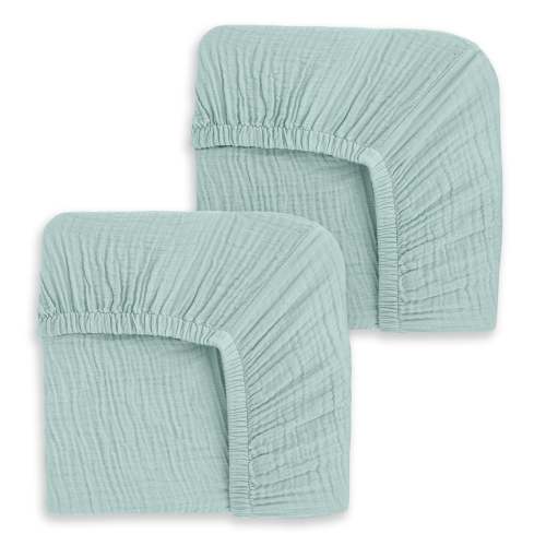 Sage Green Organic Crib Sheets | Breathable Muslin 2-Pack