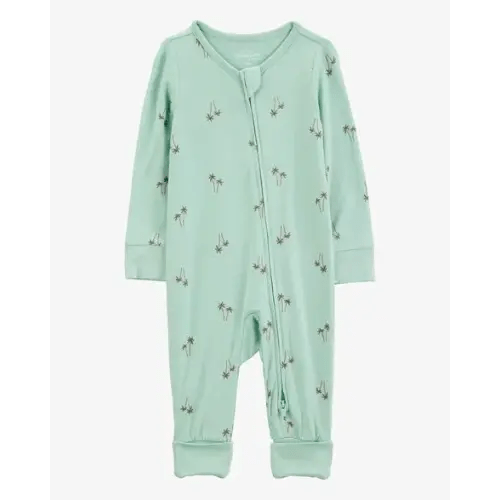 Baby Palm Tree PurelySoft Foldover Cuff Sleep & Play Pajamas - Green - Carter's | Carter's