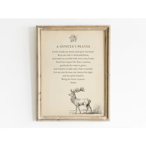 A Hunter Prayer Blessing Printable, Digital Download, Inspiration Deer Wall Art