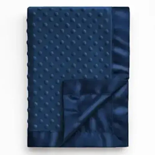 Pro Goleem Baby Soft Minky Dot Blanket with Silky Satin Backing Baby Gifts for Boys and Girls (Navy Blue, 30’’ x 40’’)