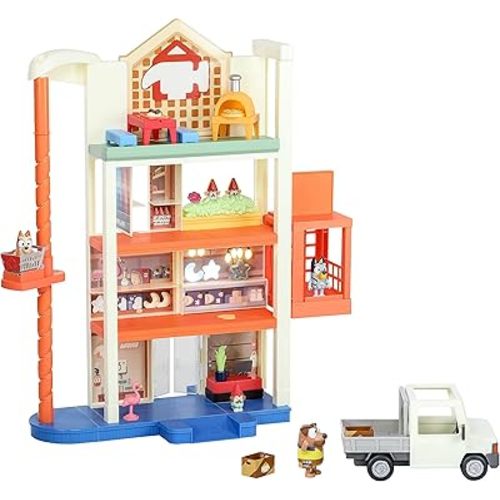 Bluey Hammerbarn Mega Kids Home Improvement Store Playset, 22”, 4 Level Pretend Store with 15 Accessories and 45+ Sounds, Kids Play Market for Ages 3+