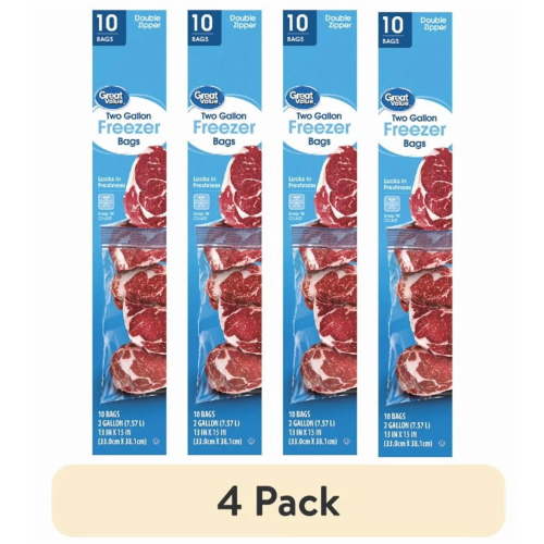 (4 pack) Great Value 2 Gallon Freezer Bags, 10 Count