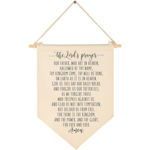Our Father Who Art in Heaven Hallowed Be Thy Name - The Lord's Prayer Banner Pennant - Bible Verse Wall Sign - Scripture Decor Art- Bible Quote - Christian Decor