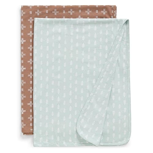 Delta Children 100% Organic Jersey Cotton Baby Receiving Blankets for Girls and Boys – 30x40 Inches - GOTS Certified (Pack of 2), Neutral Boho