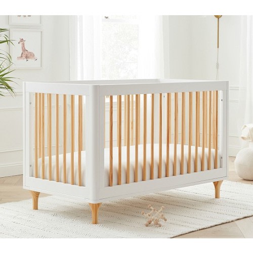 Babyletto Lolly Convertible Crib, White/Natural, Standard UPS Delivery
