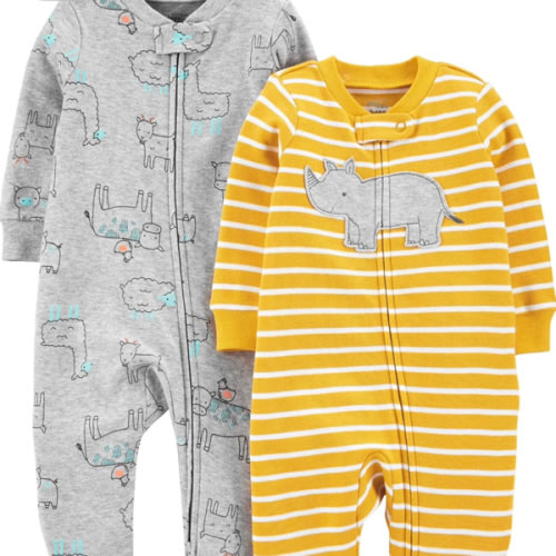 Simple Joys by Carter's baby-boys 2-way Zip Thermal Footed Sleep and Play, Pack of 2