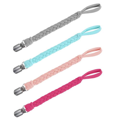 Pacifier Clip Pacifier Holder EIMELI 4 Pack Universal Braided Flexible Pacifier Leash Teething Ring Holders for Boys and Girls Baby Teething Toy, Soothie by Hand-Made