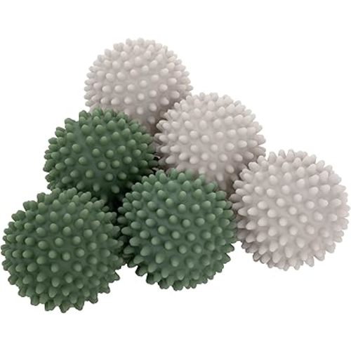 S&T INC. Reusable Plastic Dryer Balls, Fabric Softener for Laundry, Sage and Grey, 2.5 in, 6 Pack