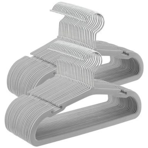 Baby Hangers 50 Pack, 11 x 6.9 Inches, Non-Slip Velvet Kids Hangers for Closet, Space-Saving, Wide Shoulder Notches, Dove Gray