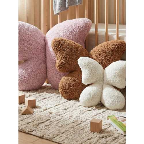 Butterfly Throw Pillow, Soft Bouclé Cushion, Pastel Butterfly Pillow, Cute Decorative Pillow for Sofa, Nursery & Bedroom Decor