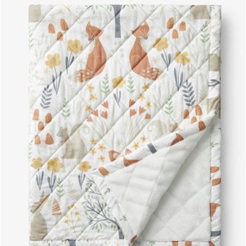 Forest Animals Classic Cool Organic Cotton Percale Quilted Reversible Sherpa Stroller Blanket