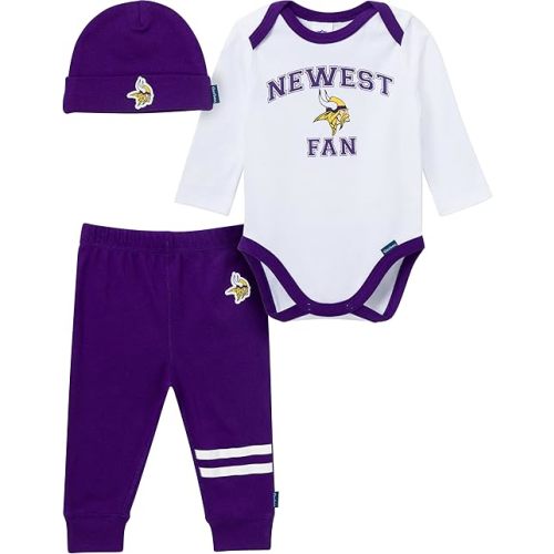 Gerber NFL Baby Boys 3-piece Onesie Bodysuit, Active Pant and Cap Set