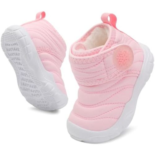 BARERUN Barefoot Baby Boys Girls Boots Warm Winter House Shoes for Toddler Girls Boys Waterproof Fleece Kids Snow Boots Faux Fur Infant Booties Walking Shoes for Indoor Outdoor
