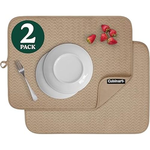 Cuisinart Dish Drying Mats for Kitchen Counter - (2) 18" x 24" Ultra Absorbent Dish Drying Mat XL - Foldable, Machine Washable, Fast Drying Dish Mat