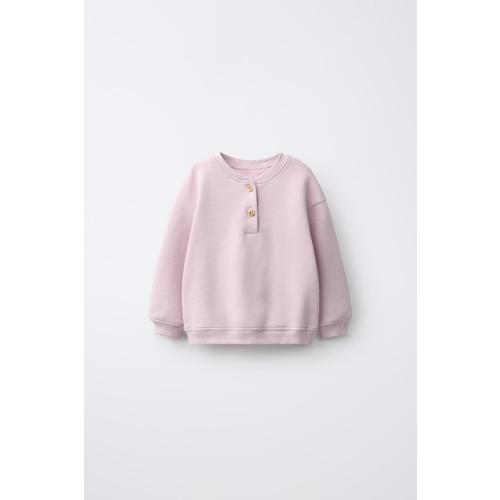 HENLEY NECK SWEATSHIRT - Dusty mauve | ZARA United States