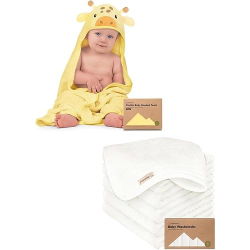 KeaBabies Baby Hooded Towel and Baby Washcloths for Newborn, Kids - Soft Bath Towels with Hood for Toddlers - Soft, Absorbent Infant Bath Cloth and Newborn Face Washcloths