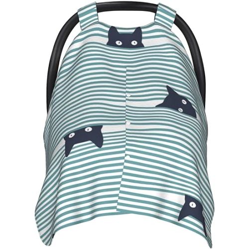 Cute Cats Car Seat Covers for Baby Peekaboo Opening Carseat Cover Nursing Cover Canopy for Shower Gift Newborn