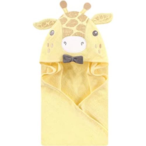 Hudson Baby Unisex Baby Cotton Animal Face Hooded Towel, Bowtie Giraffe, One Size