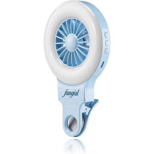 Fangirl by Remi: 2-in-1 Clip on Phone Fan and Selfie Ring Light (Blue)