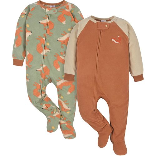 Gerber baby Flame Resistant Fox Fleece Footed Pajamas 2-pack