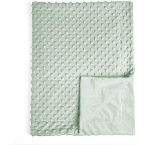 david's kids Micro Fleece Minky Baby Blanket for Girls with Double Layer and Soothing Raised Dots, Breathable and Soft Lightweight Receiving Blanket for Newborns 30x40 Inches, Sage Green