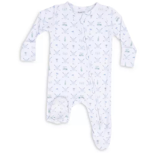 Boys' Golf Trellis Blue Two Way Zipper Footie - Baby