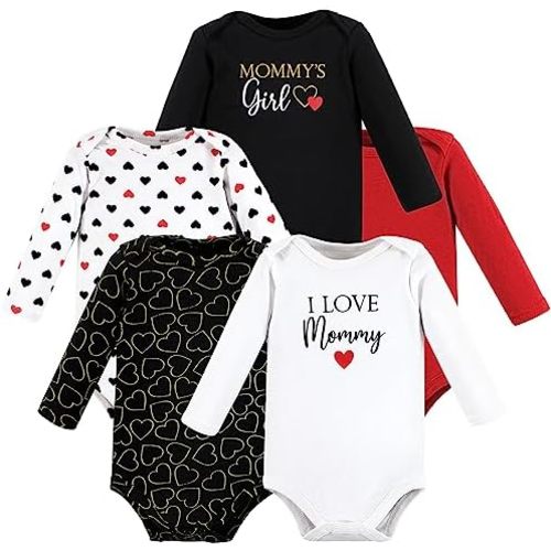 Hudson Baby baby-girls Cotton Long-sleeve Bodysuits 5-pack