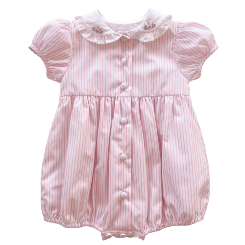 Pastel Pink Striped Embroidered Romper – Sutherby Lane