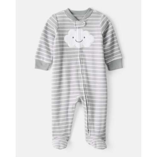 Baby Cloud Print Loose Fit Sleep & Play Pajamas - Grey | Carter's
