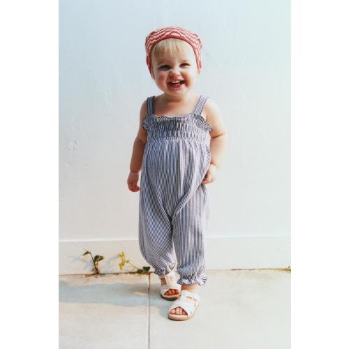 LONG SMOCKED STRIPED OVERALLS - Bluish | ZARA United States