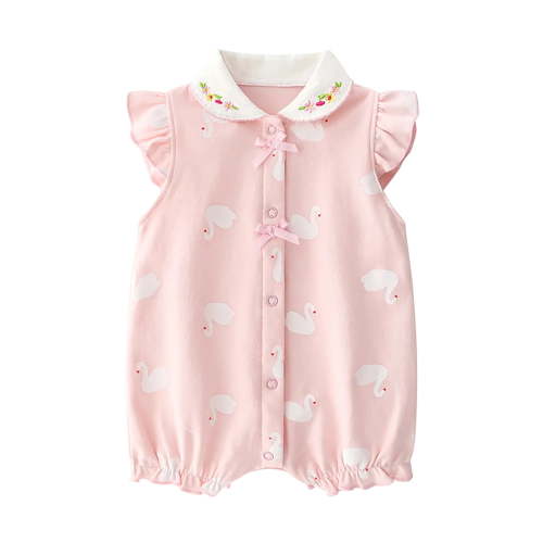 WRKEKC Baby Girls Romper, Newborn Girls Jumpsuit, Toddler Baby Girls Sleeveless Cute Printed Ruffle Sleeve Round Neck Romper