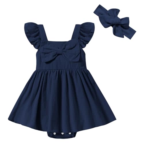 DREAM BUS Newborn One-piece Romper Dress Infant Ruffle Sleeveless Bodysuit with Headband Baby Clothes Baby Girl Jumpsuits