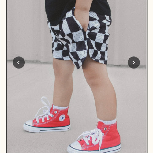 Black Checker Basketball Shorts- size 6-12 mos