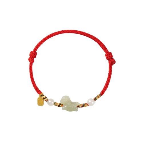 Kids Jade Peace Buckle Black Woven Bracelet/Anklet