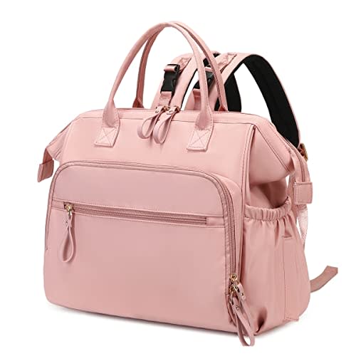LORADI Large Diaper Bag Tote (Light-pink, Large-20L) | 14 Pockets, Convertible, Stroller Clips, 3 Insulated Pockets, Water-resistant