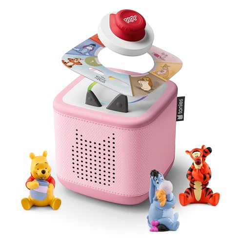Toniebox 2 Audio Player Bundle for Kids 3+ with Winnie The Pooh, Tigger, Eeyore Figurines and Tonieplay Game & Controller - Cloud Pink