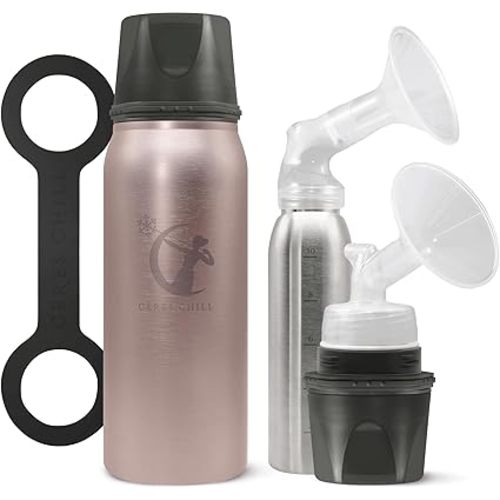 CERES CHILL OG Breastmilk Chiller & Warmer – 12–34oz Portable Breast Milk Cooler, Storage & Baby Bottle for Travel, Work or On-The-Go – Pump Compatible Container – La Vie En Rose Gold