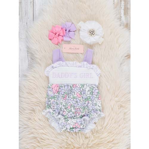 DADDY'S GIRL Petal Hem Smocked Ruffle Bubble Romper
