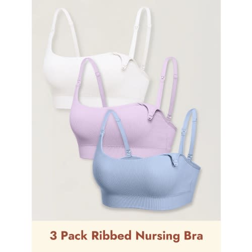 3 Pack Ribbed Nursing Bralette - 3