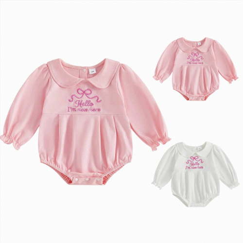0-3 Months Newborn Boys Girls Pajamas Rompers Home Clothes Baby Girls Long Sleeved Bodysuits Birthday Pink Bodysuit Baby Gift