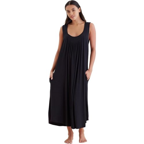 Papinelle Women’s Kate Modal Maxi Nightie - Soft & Lightweight Sleeveless Nightgown with Pockets, Black