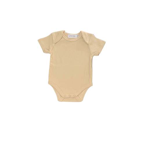 Short Sleeve Organic Cotton Baby Bodysuit Vanilla | Little Alii