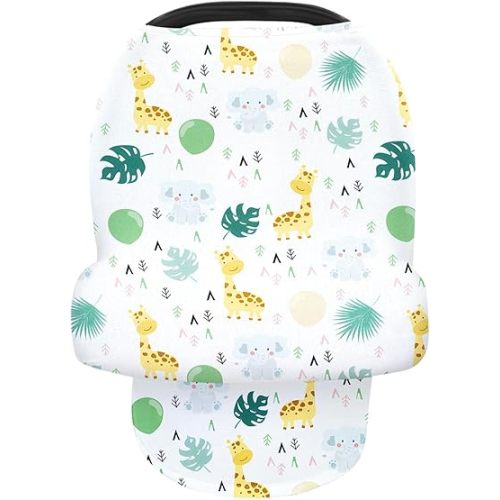 Nursing Cover for Newborn Breastfeeding Multi Use Infant Stroller Canopy Unisex Baby Car Seat Cover for Baby Boy and Girl (White)